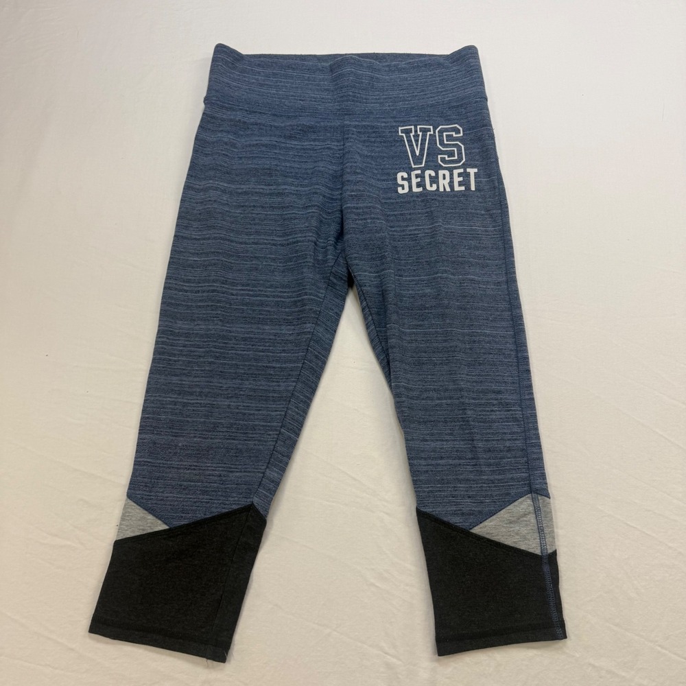 Victoria's Secret Womens Blue Space Dye Colorblock Cropped Leggings Size M 183